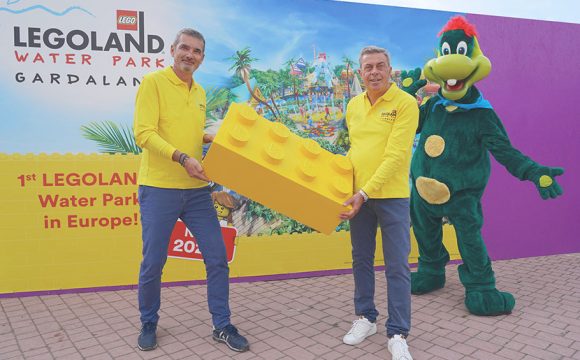First LEGO Brick Laid at The Building Site of Legoland Water Park at Gardaland