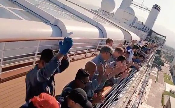 Holland America Crew Gives Standing Ovation for Health Workers