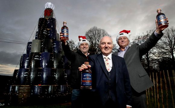 Hinch Distillery Unveils Unique 24ft Christmas Tree Made from Up-Cycled Whiskey Barrels